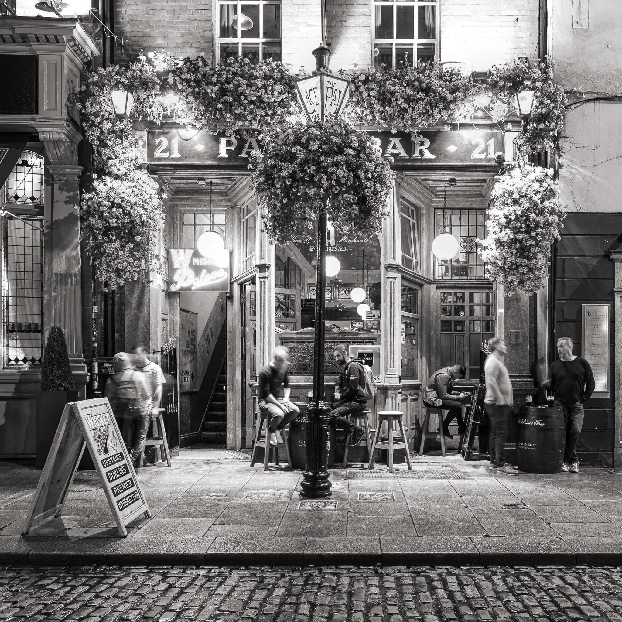 Decorated Dublin Patio Bar Overflowing with Urban Charm – Fine Art Print